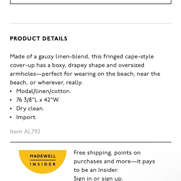 Madewell Beach Cape Wrap - Picture 2 of 6